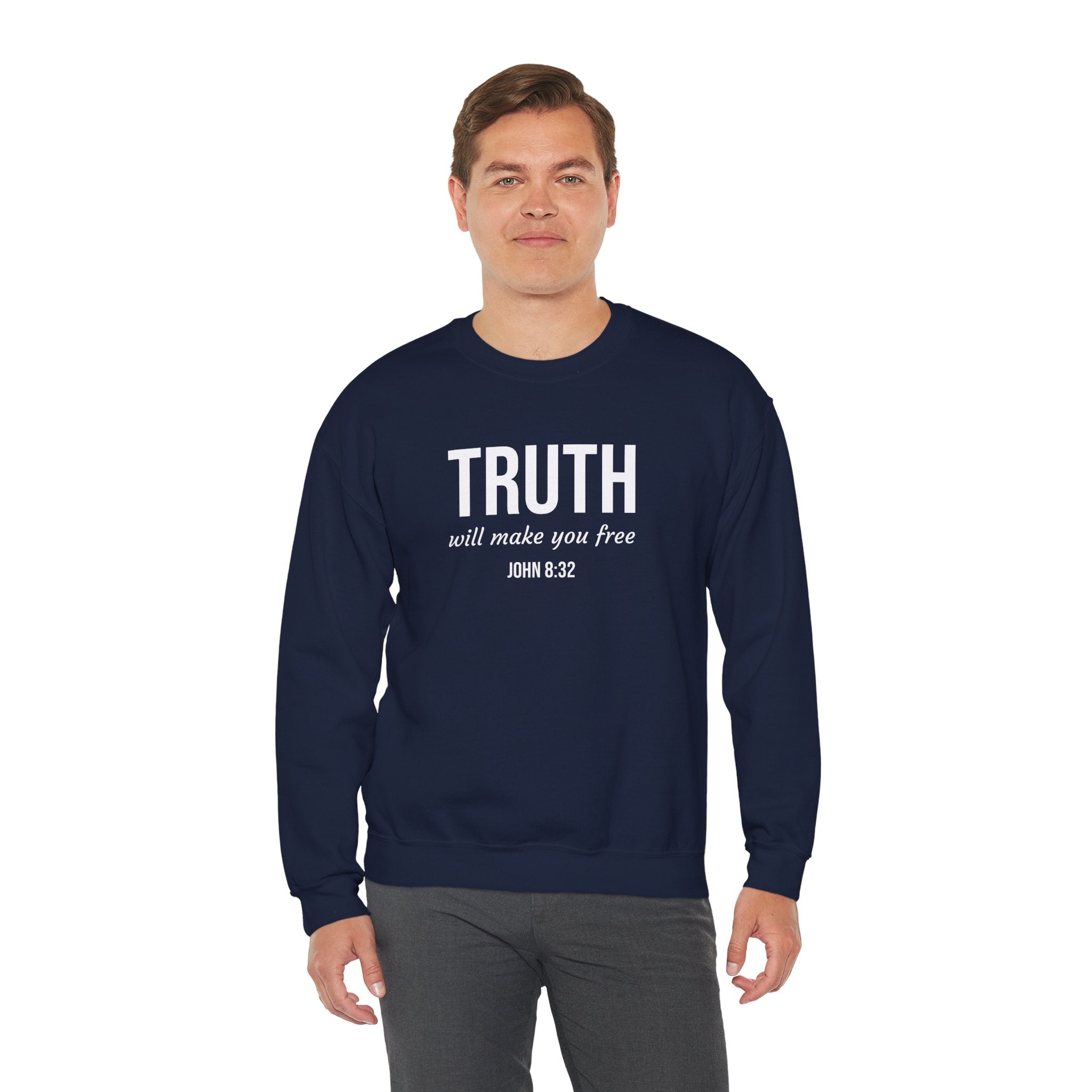 Navy John 832 Christian Scripture Crewneck model 1
