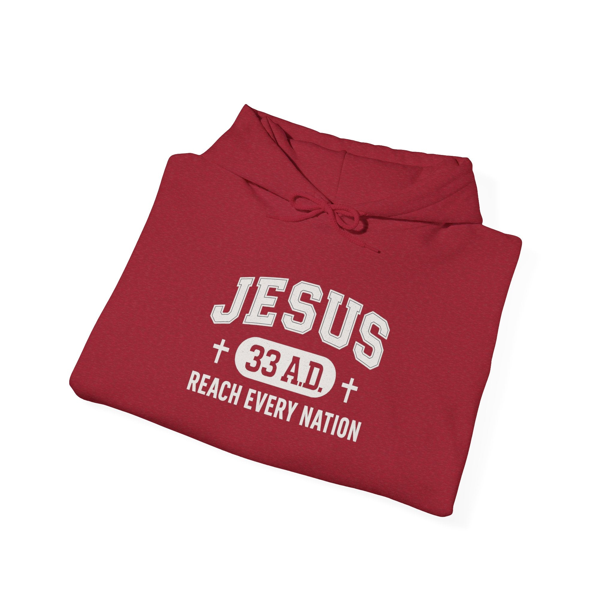 Antique Cherry Red Jesus 33AD Hoodie folded