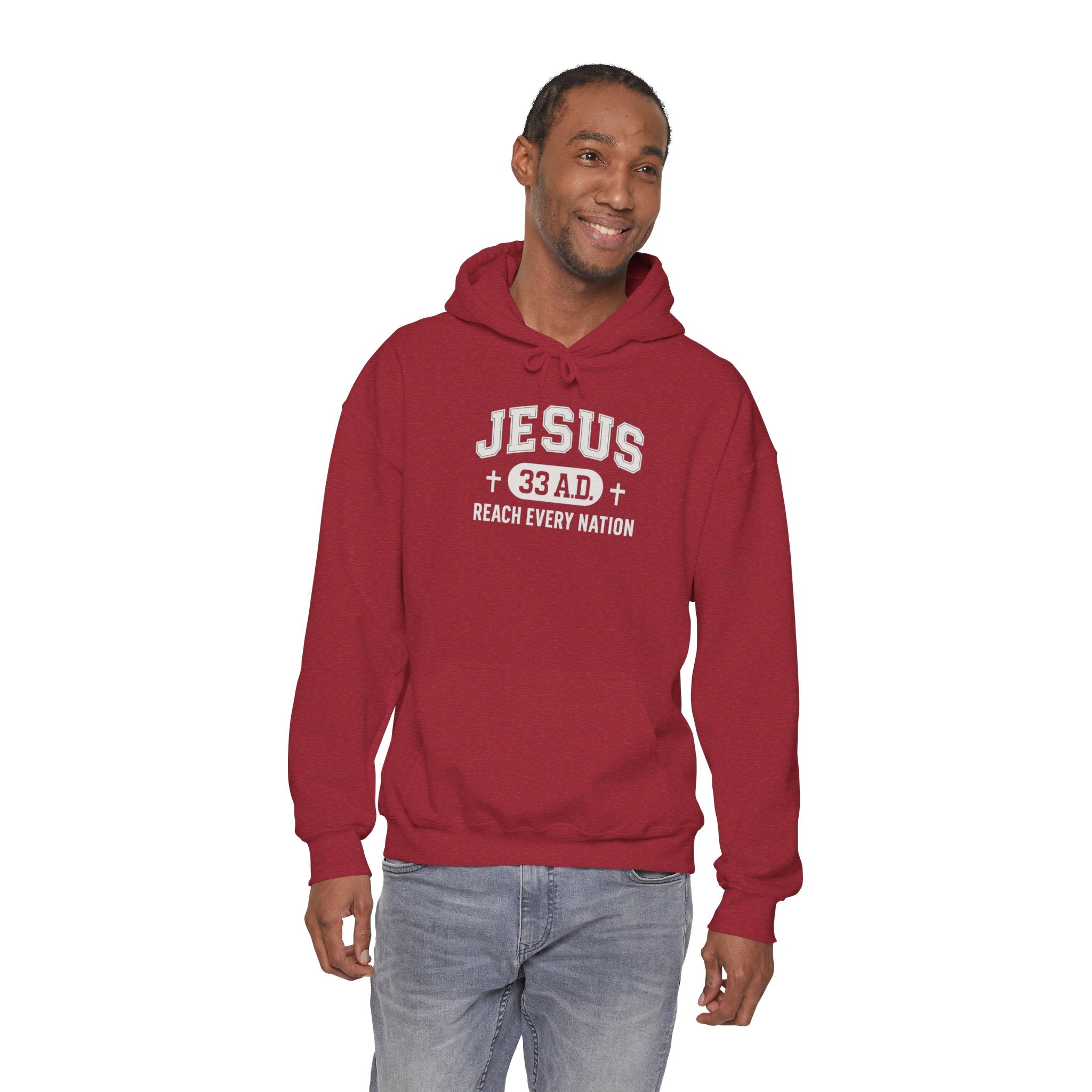 Antique Cherry Red Jesus 33AD Hoodie model 2