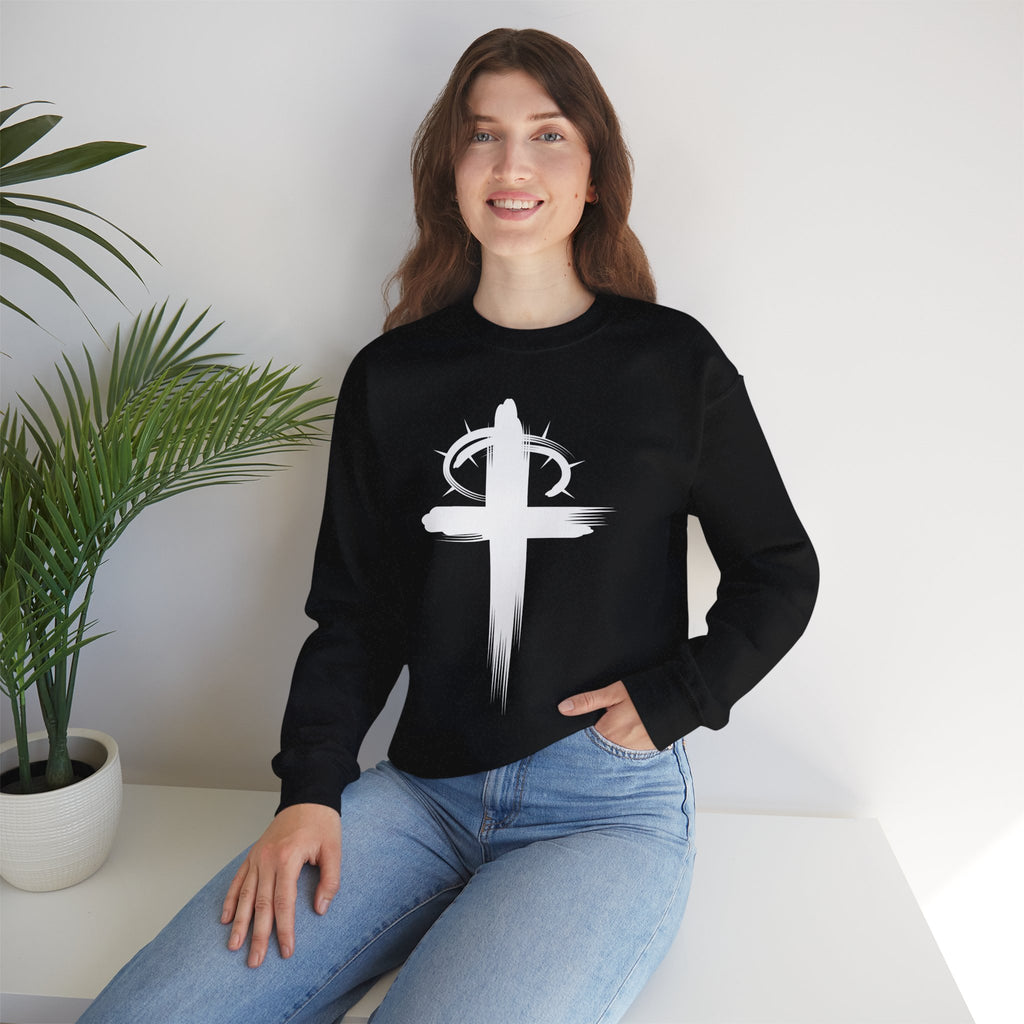 Black Crown of Thornes Christ Crewneck sweatshirt model 2