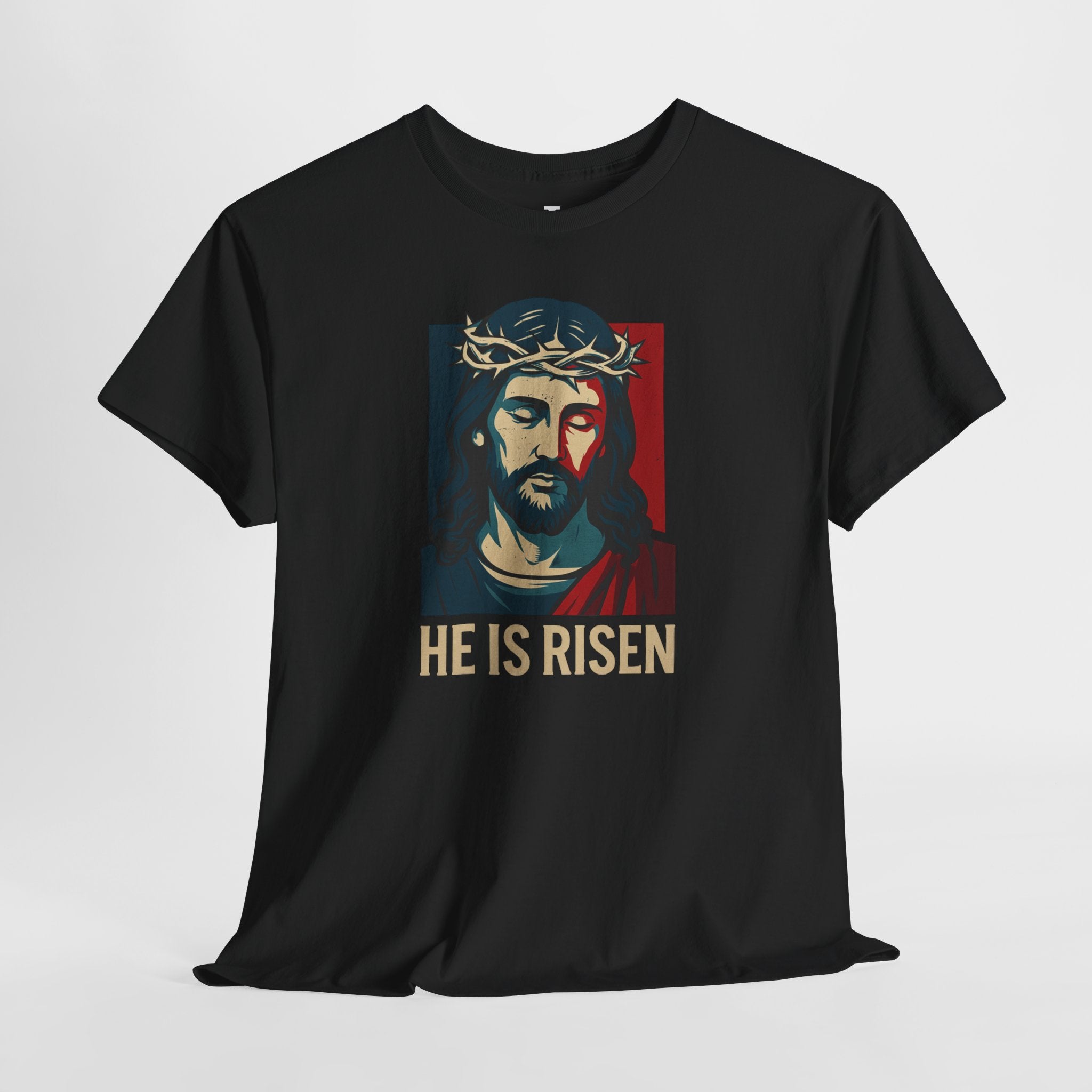 Black He is Risen Christian Tshirt front