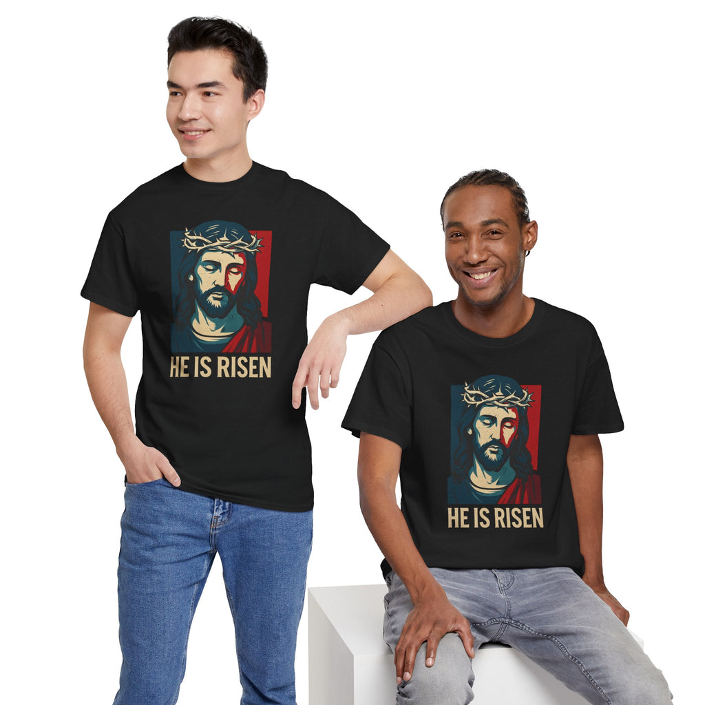 Black He is Risen Christian Tshirt model 2