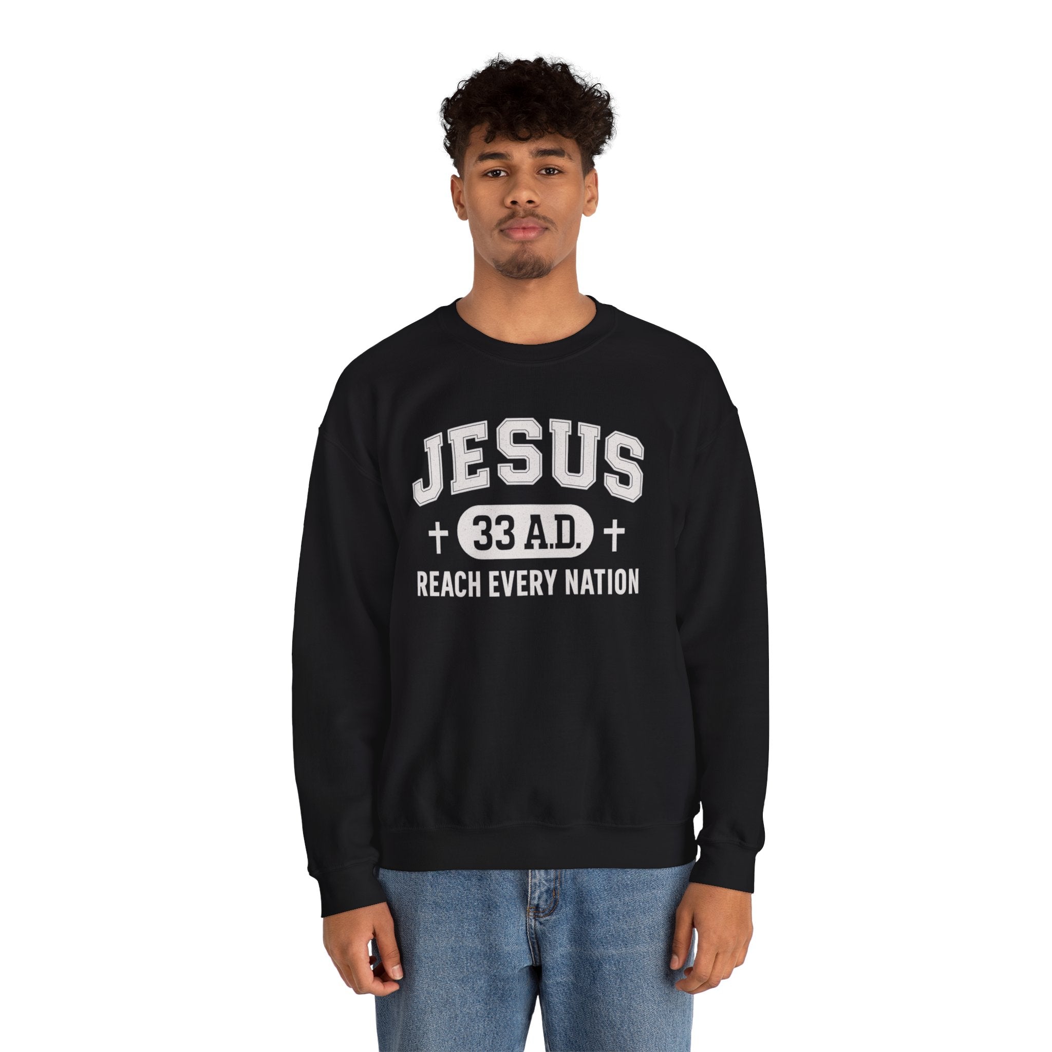 Black Jesus 33AD Crewneck Sweatshirt model
