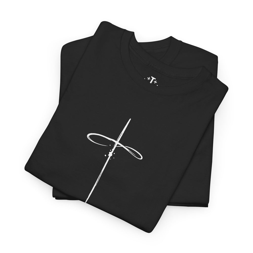 Black Minimalistic Cross Womens Christian TShirt folded