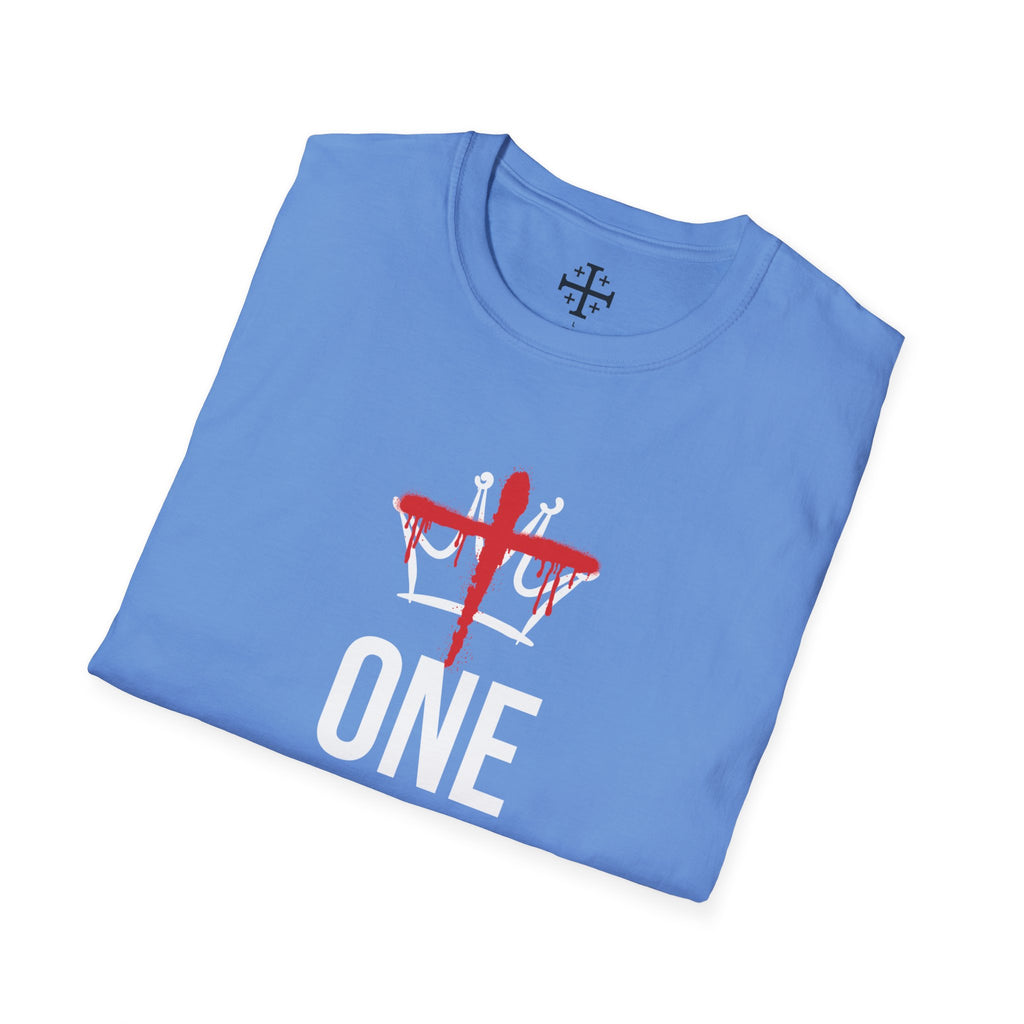Carolina Blue Christ is the One King Christian T-Shirt folded