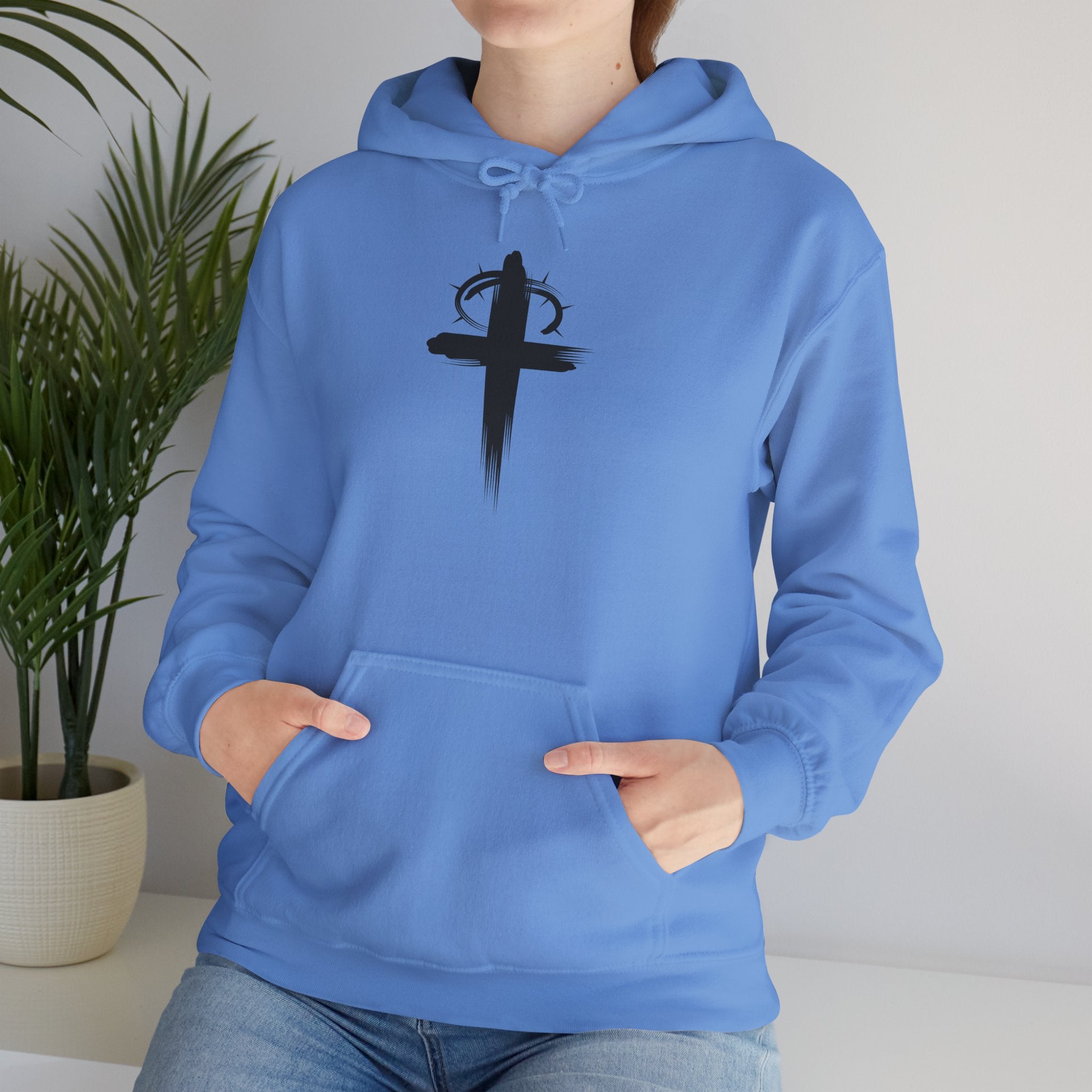 Carolina Blue Crown of Thornes Christian Hoodie Model 2