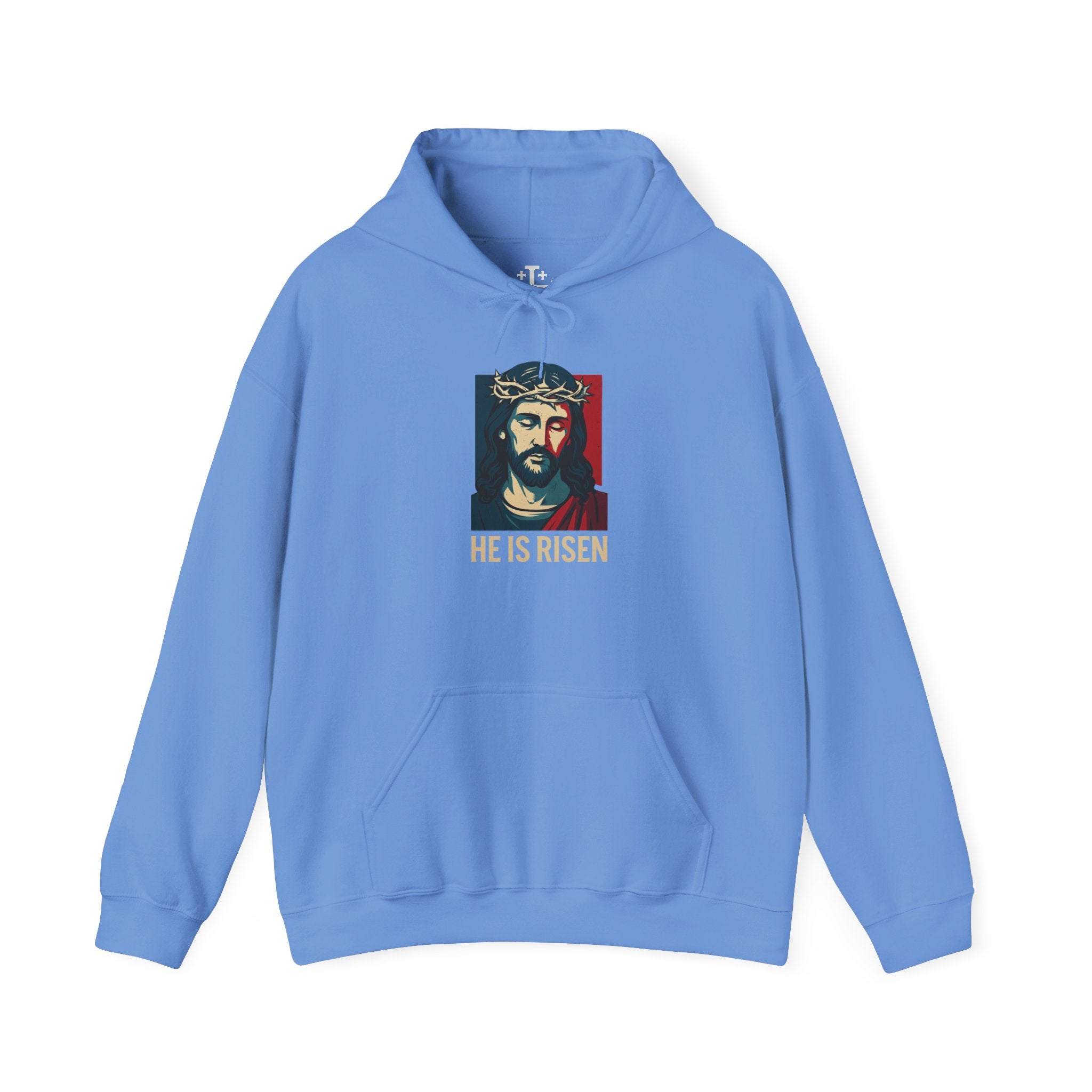 Carolina Blue He is Risen Christian Hoodie main