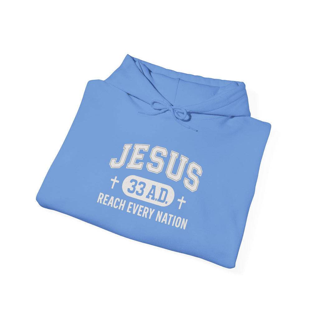 Carolina Blue Jesus 33AD Hoodie folded