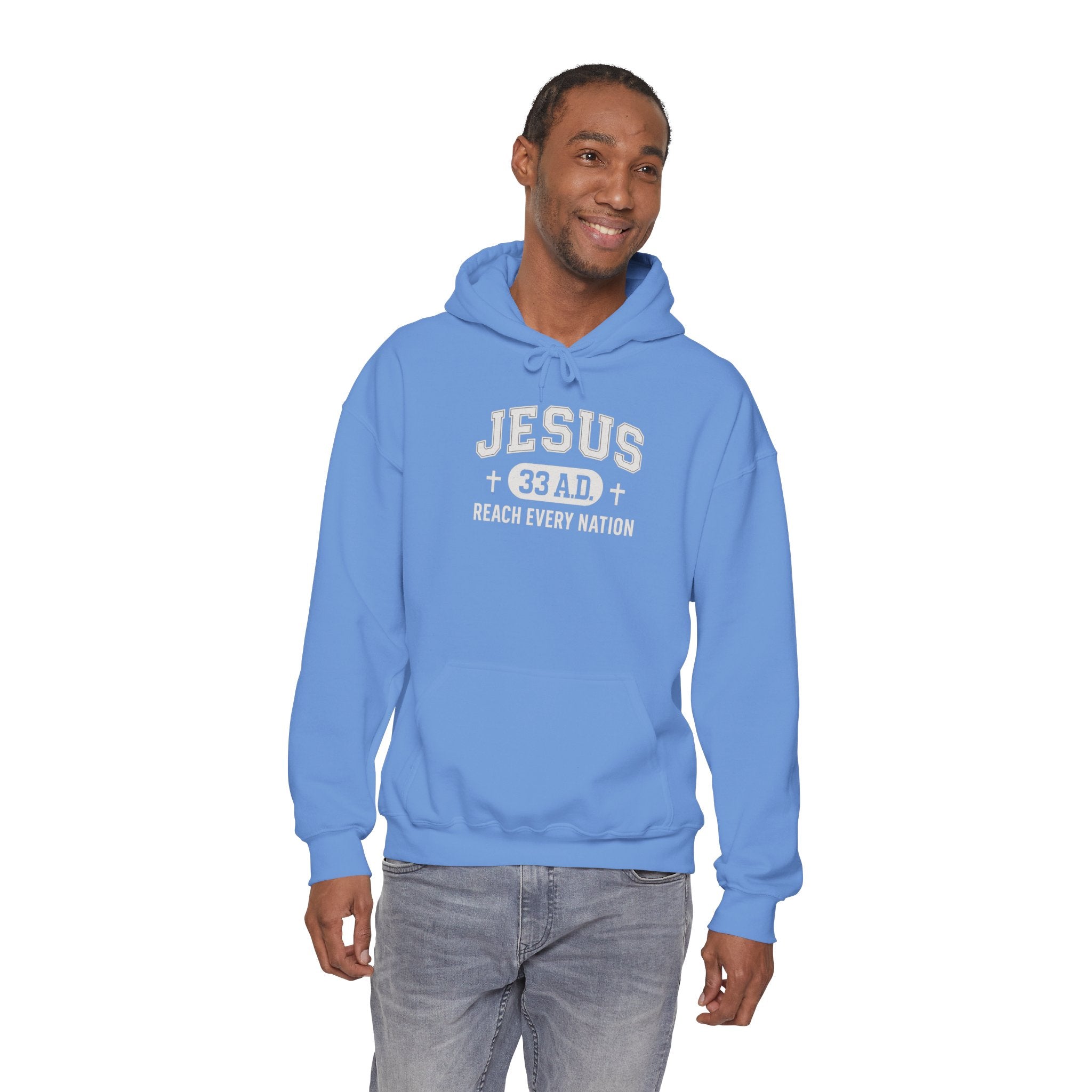 Carolina Blue Jesus 33AD Hoodie model 2 