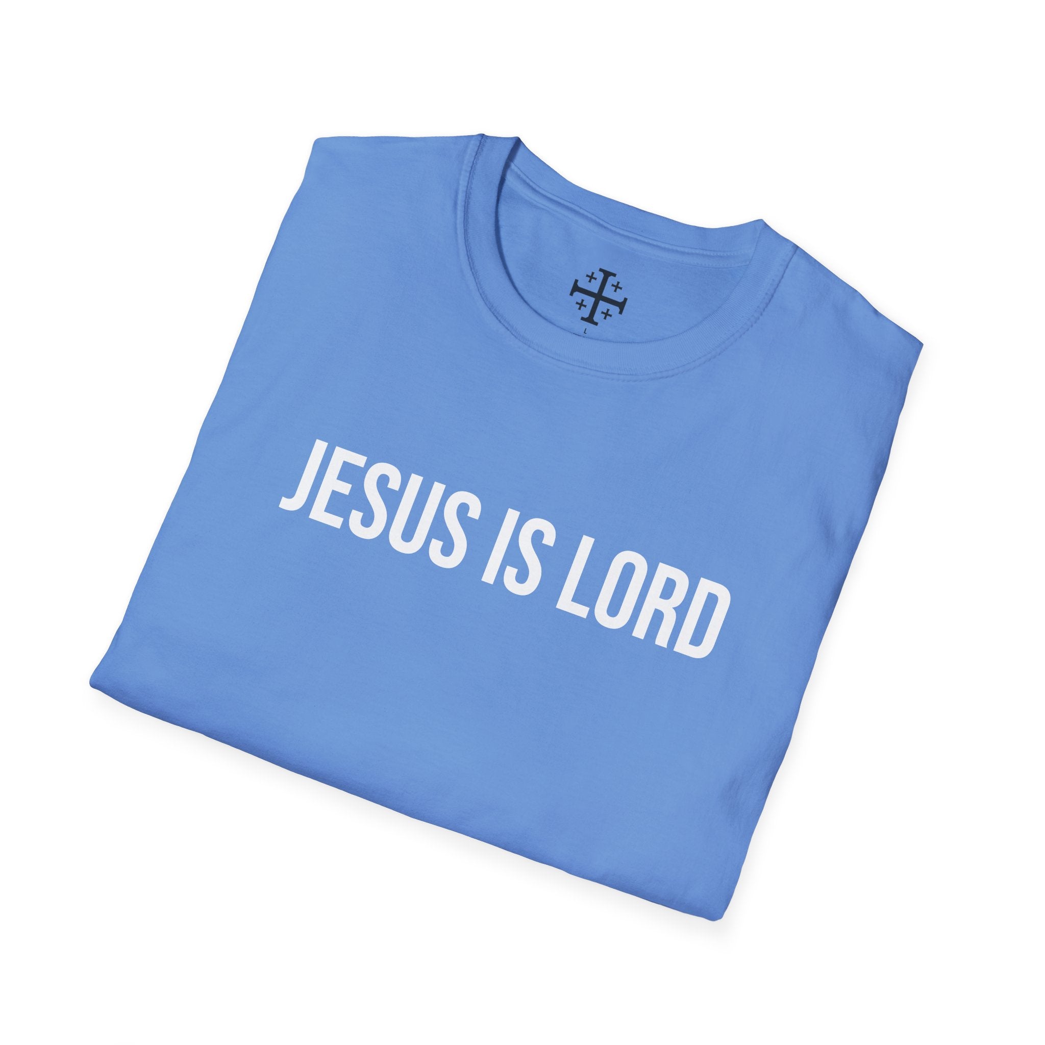 Carolina Blue Jesus is Lord Christian T-Shirt folded