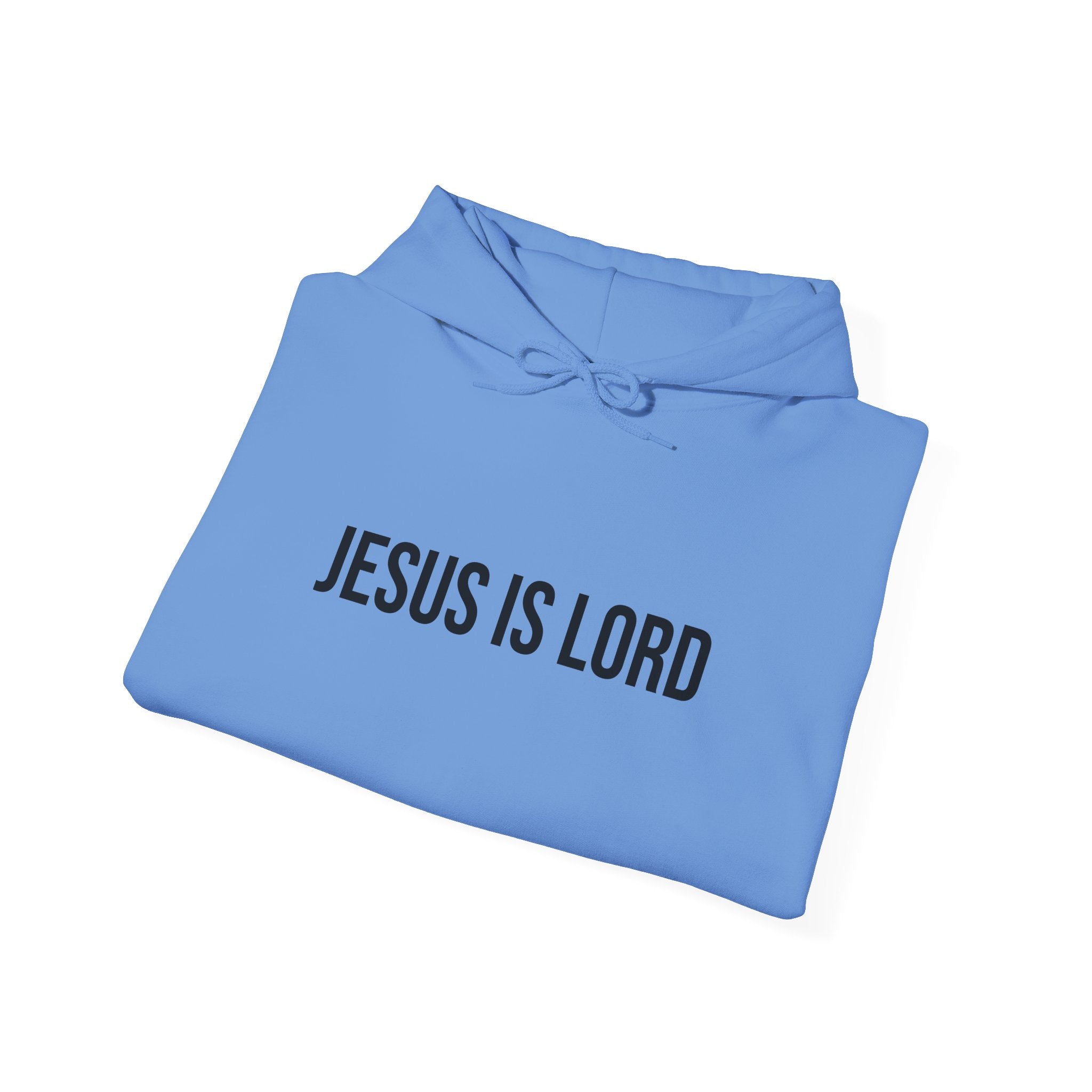 Carolina Blue Jesus is Lord Hoodie Folded