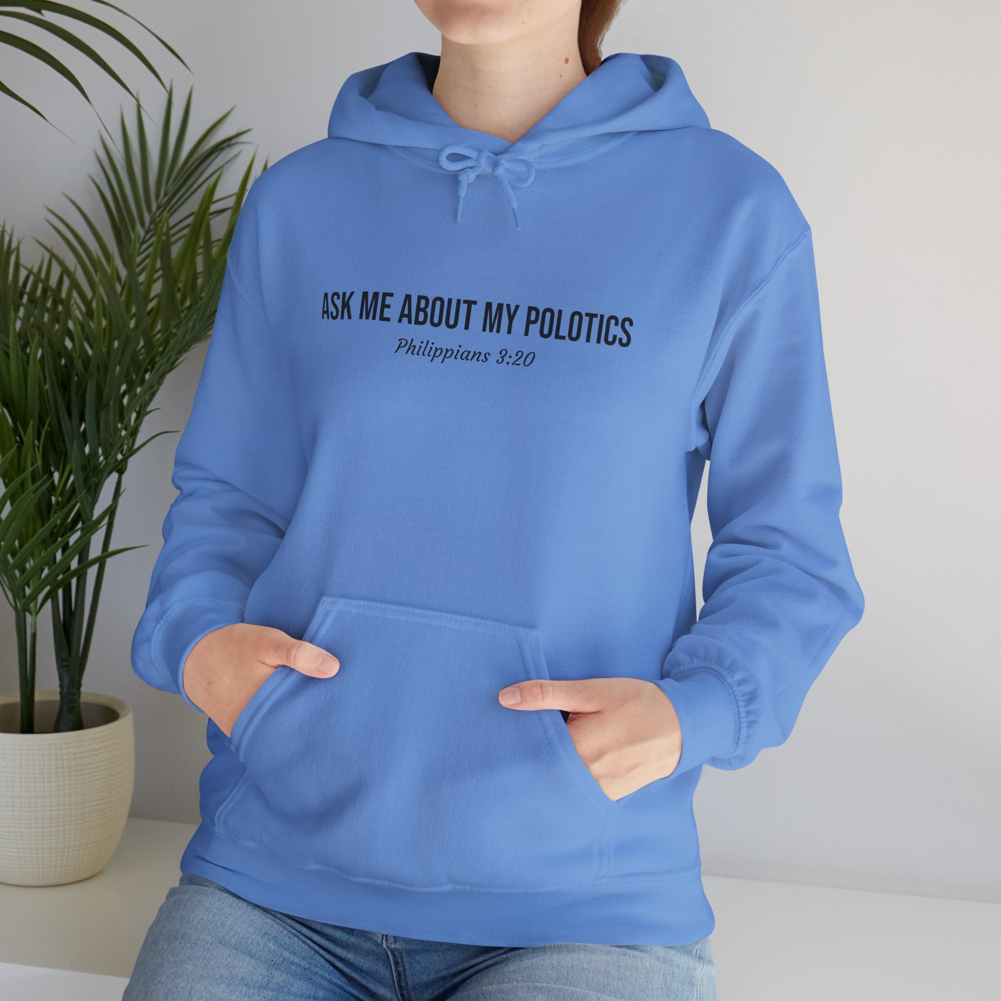 Carolina Blue Jesus is my Politics Hoodie Model Image