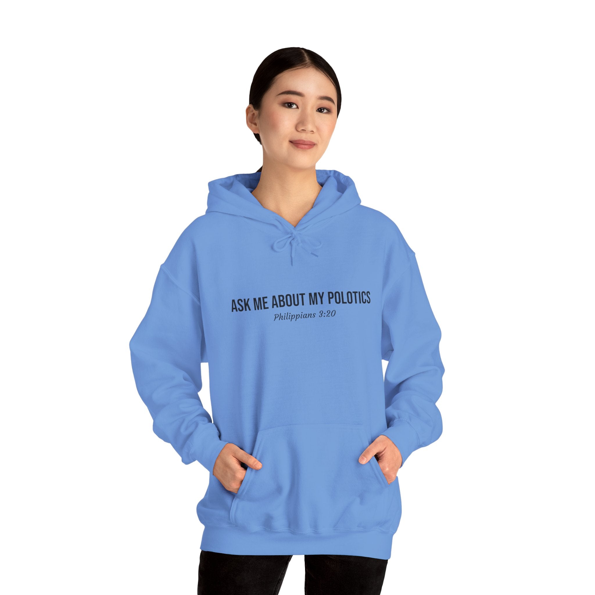 Carolina Blue Jesus is my Politics Hoodie Model Image 2