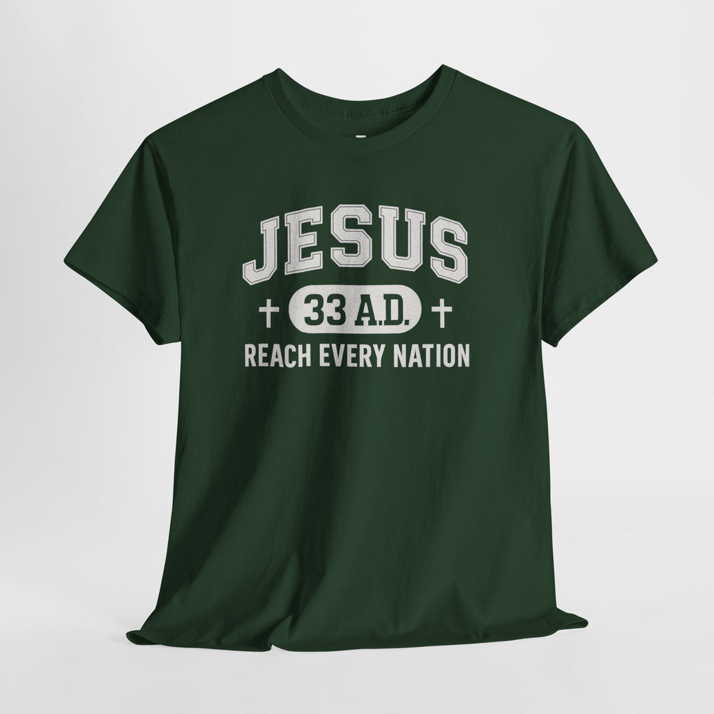 Forest Green Jesus 33AD Tshirt front