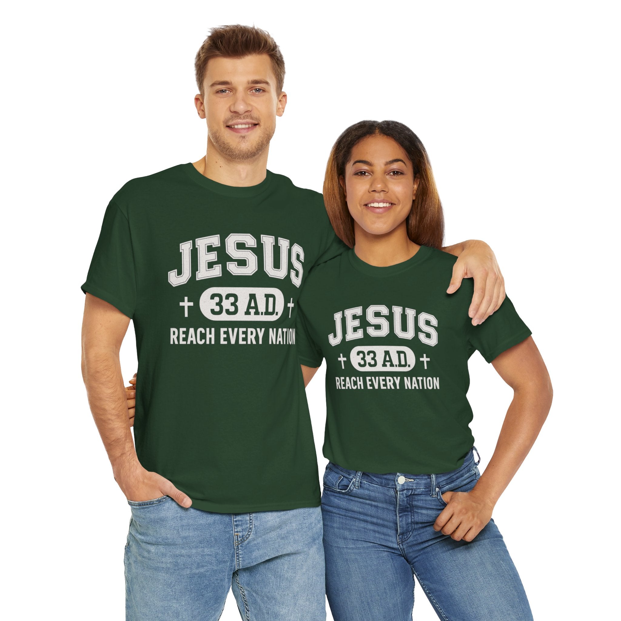 Forest Green Jesus 33AD Tshirt model 3