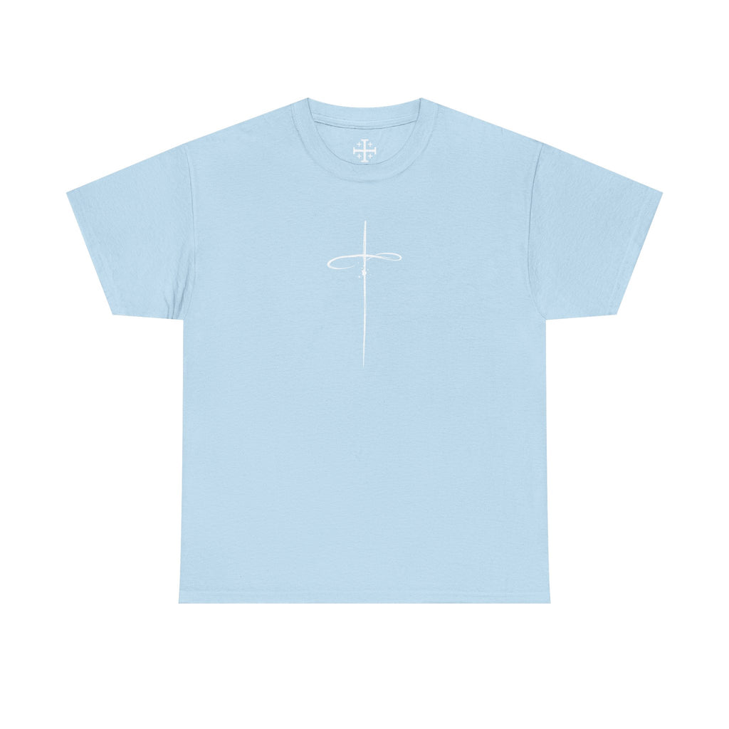 Light Blue Minimalistic Cross Womens Christian TShirt main