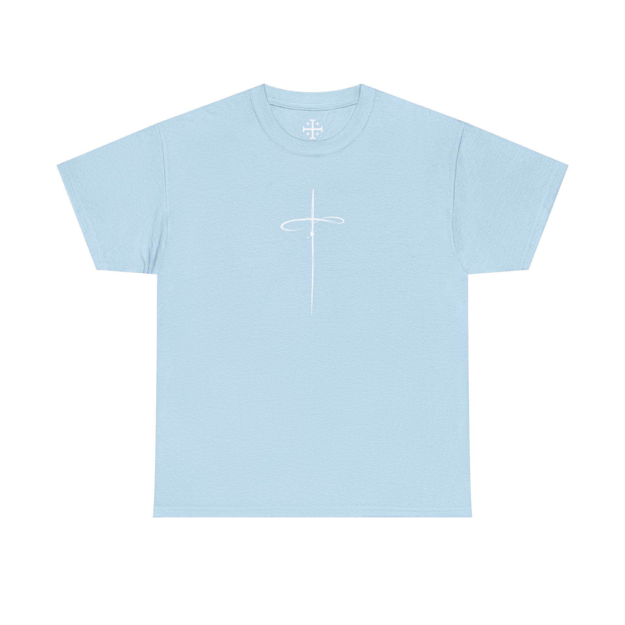 Light Blue Minimalistic Cross Womens Christian TShirt main