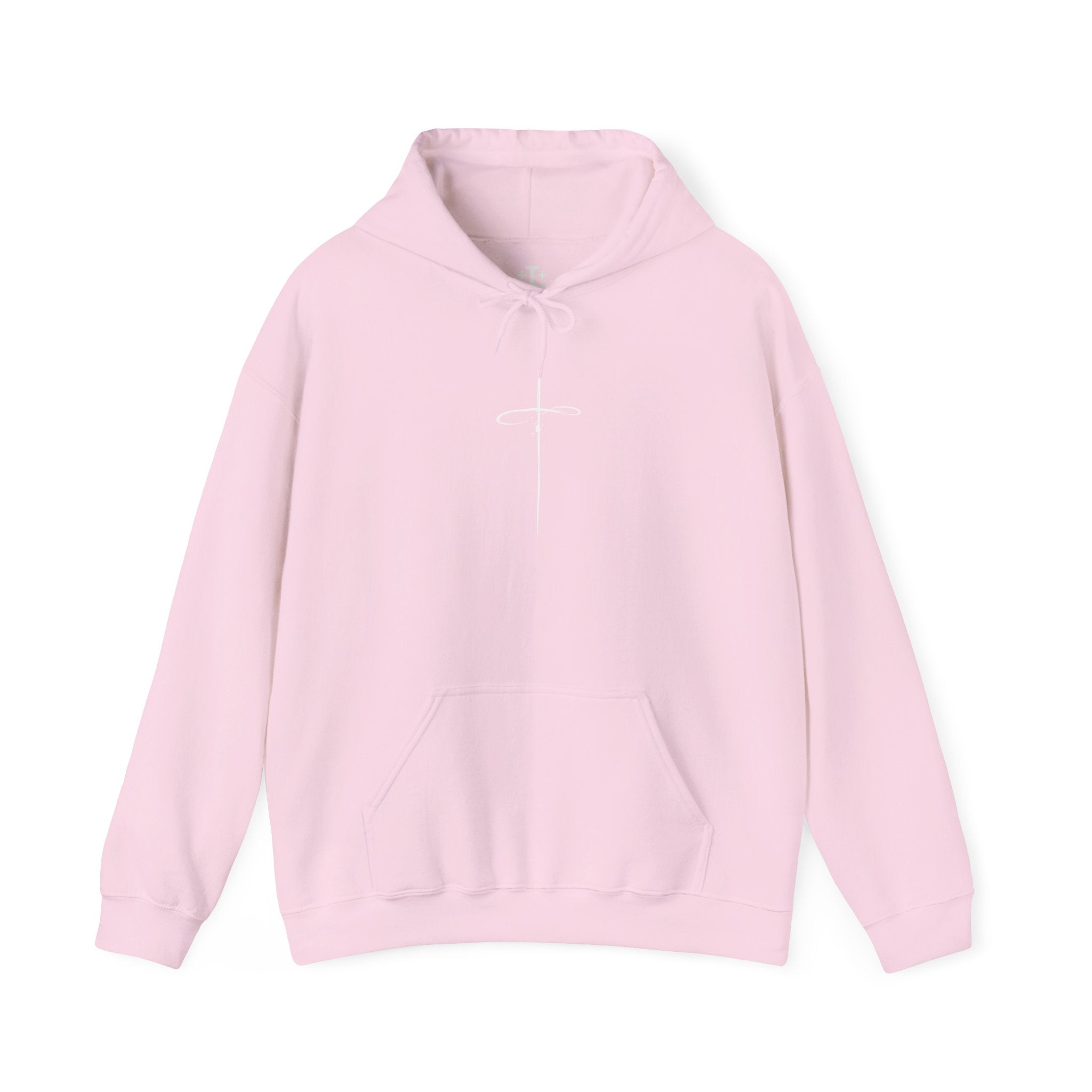 Light Pink Minimalist Cross Hoodie main