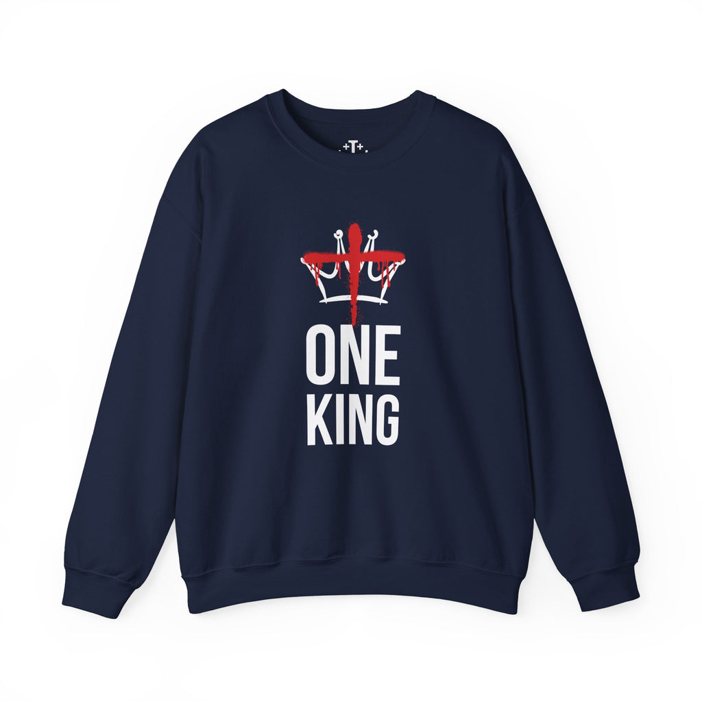 Navy Christ is the One King Christian Crewneck Sweatshirt main