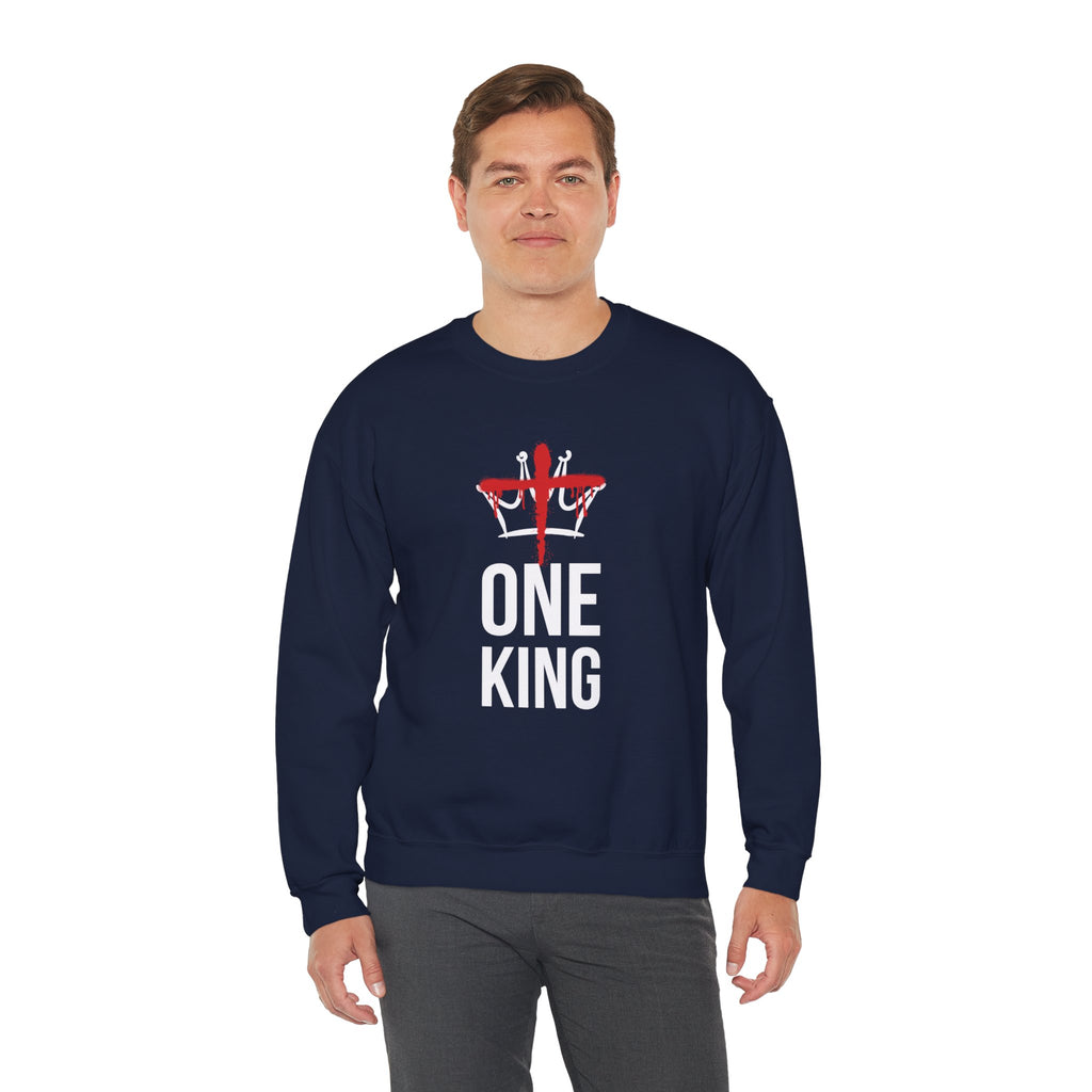 Navy Christ is the One King Christian Crewneck Sweatshirt model 1