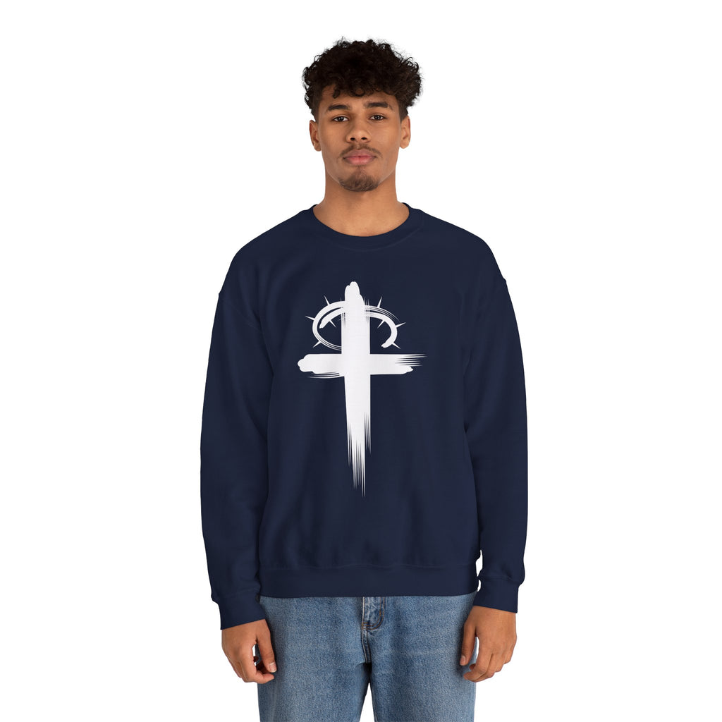 Navy Crown of Thornes Christ Crewneck sweatshirt model 1