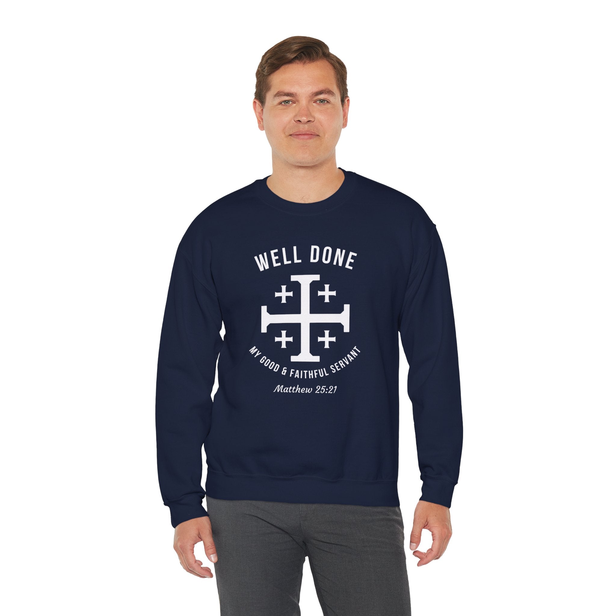 Navy Matthew 2521 Christian Crewneck sweatshirt model 1
