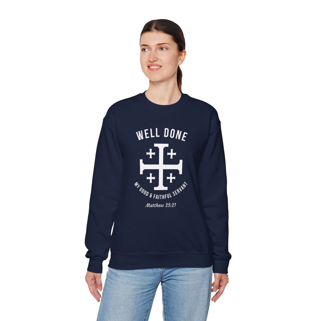 Navy Matthew 2521 Christian Crewneck sweatshirt model 2