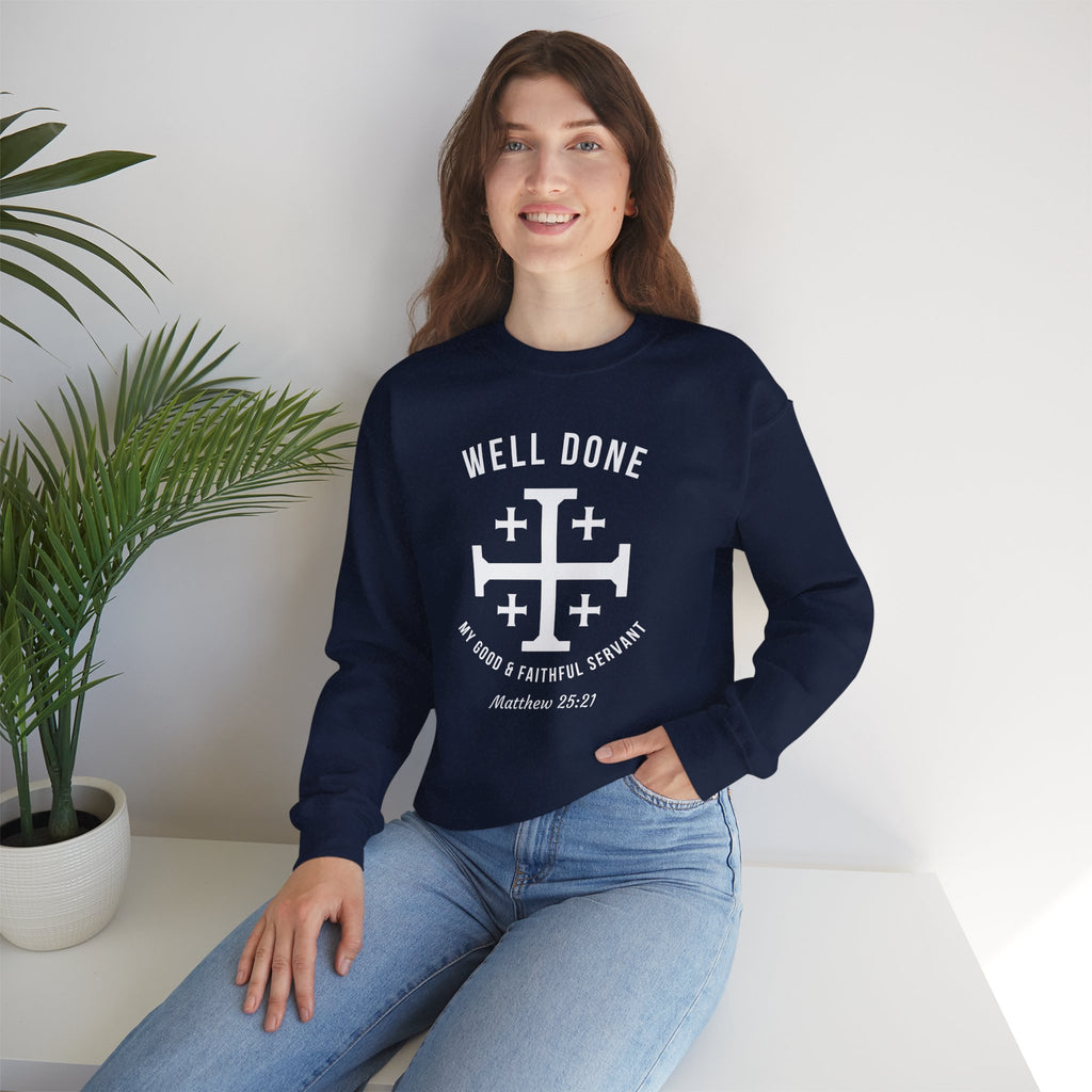 Navy Matthew 2521 Christian Crewneck sweatshirt model 3