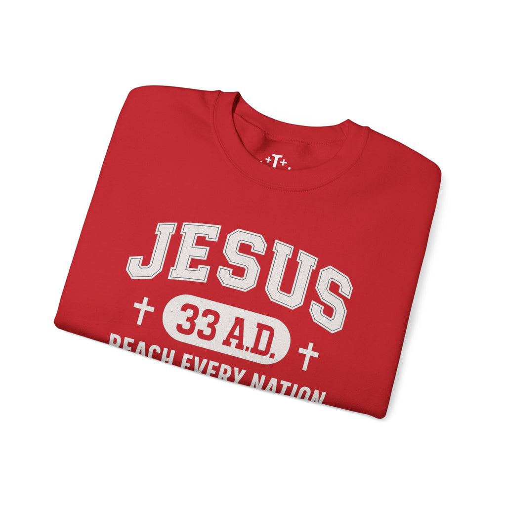 Red Jesus 33AD Crewneck Sweatshirt folded