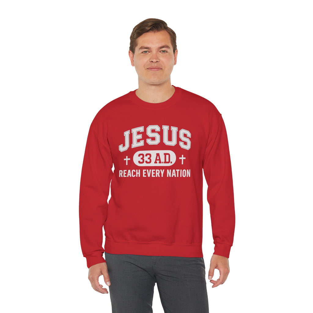 Red Jesus 33AD Crewneck Sweatshirt model
