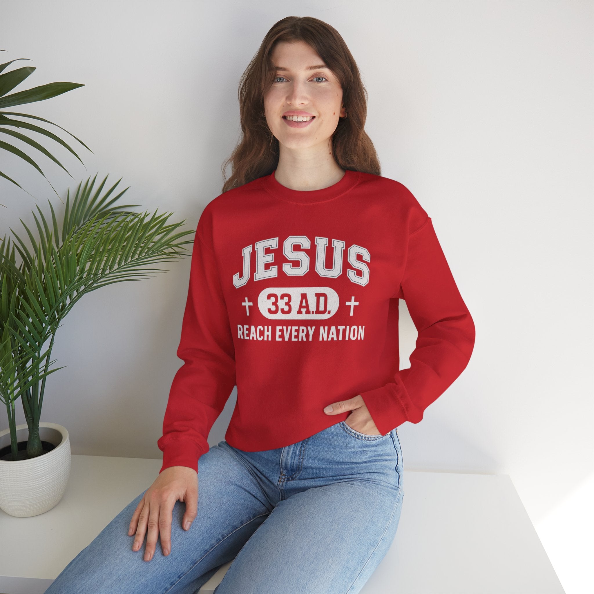 Red Jesus 33AD Crewneck Sweatshirt model 2