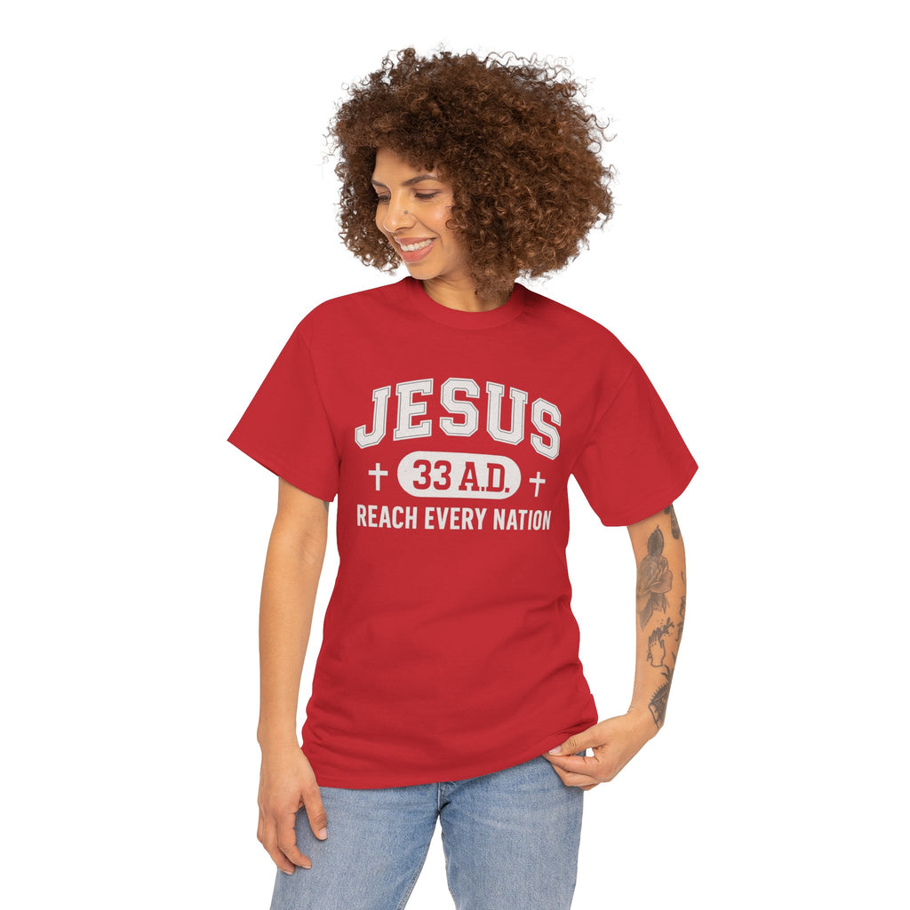 Red Jesus 33AD Tshirt model 2
