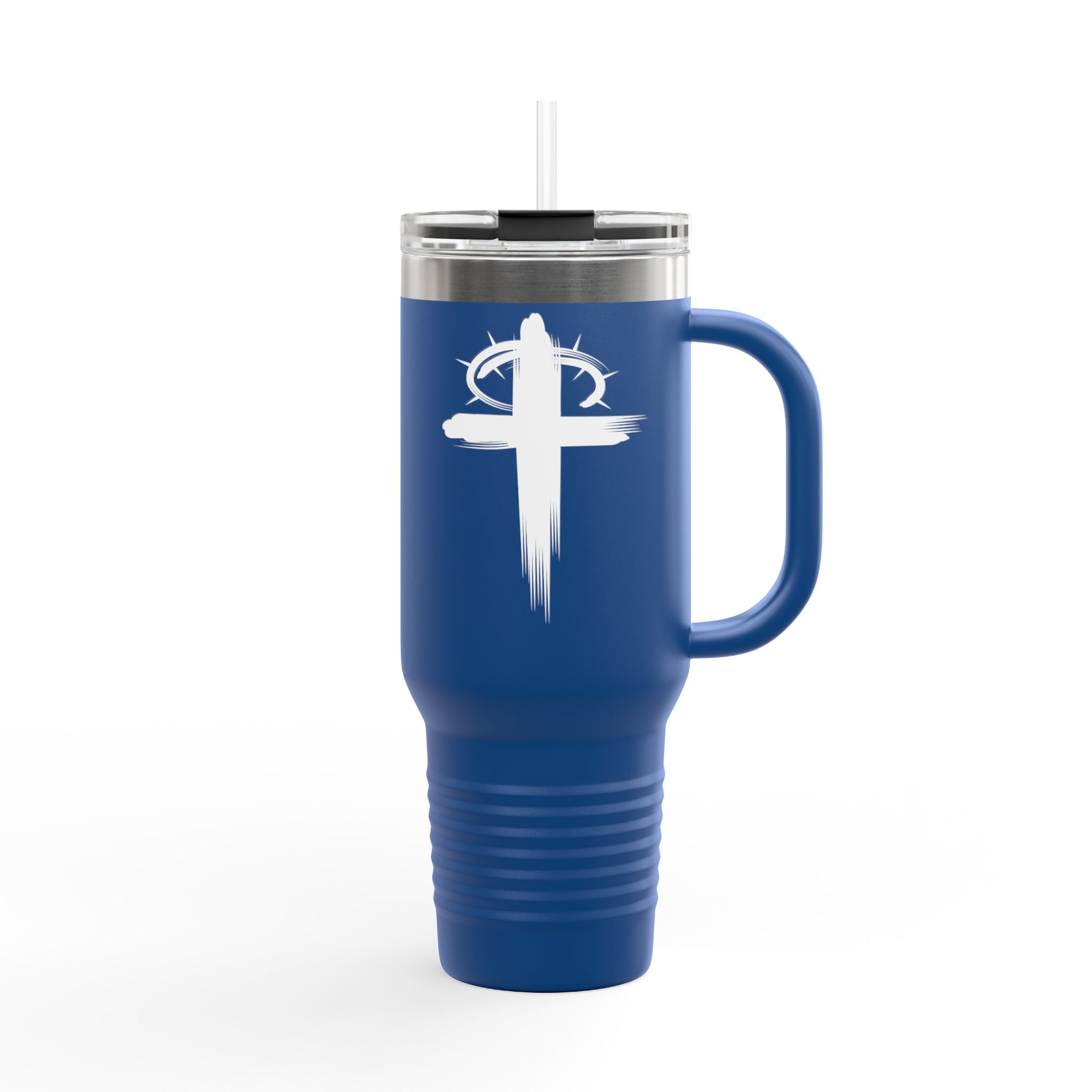 Royal Blue Crown of Thornes Christian 40 ounce travel mug main