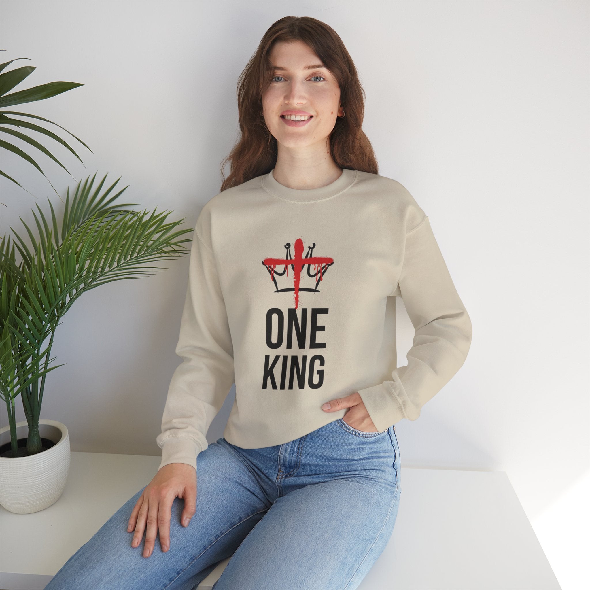 Sand Christ is the One King Christian Crewneck Sweatshirt model 2