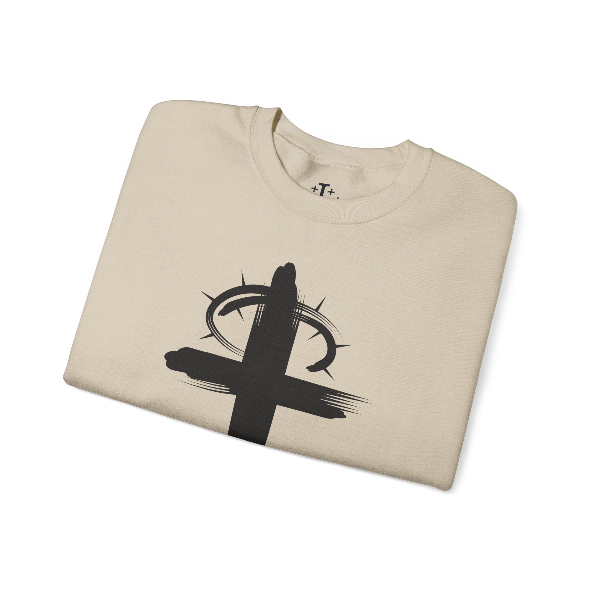 Sand Crown of Thornes Christ Crewneck sweatshirt folded