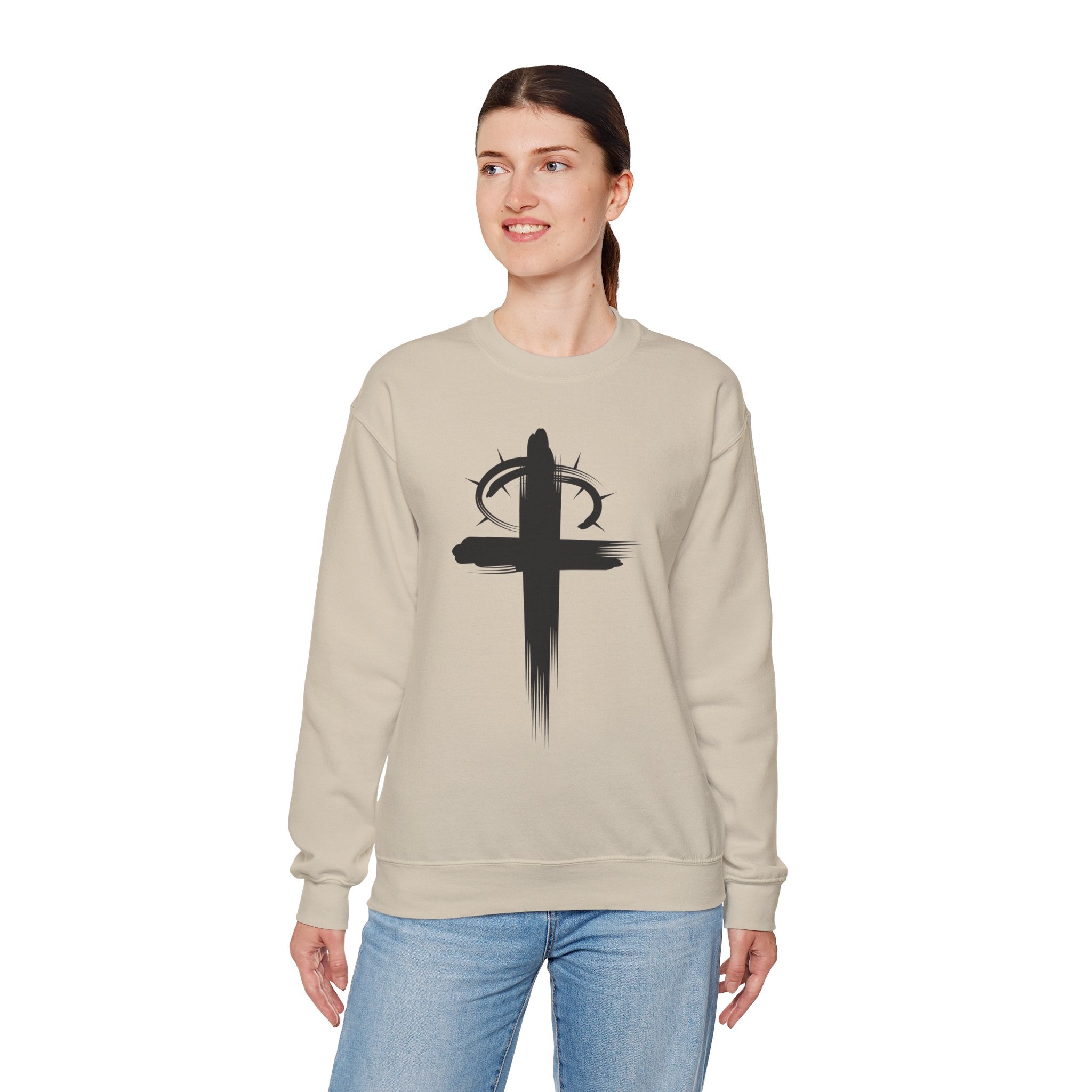 Sand Crown of Thornes Christ Crewneck sweatshirt model 2