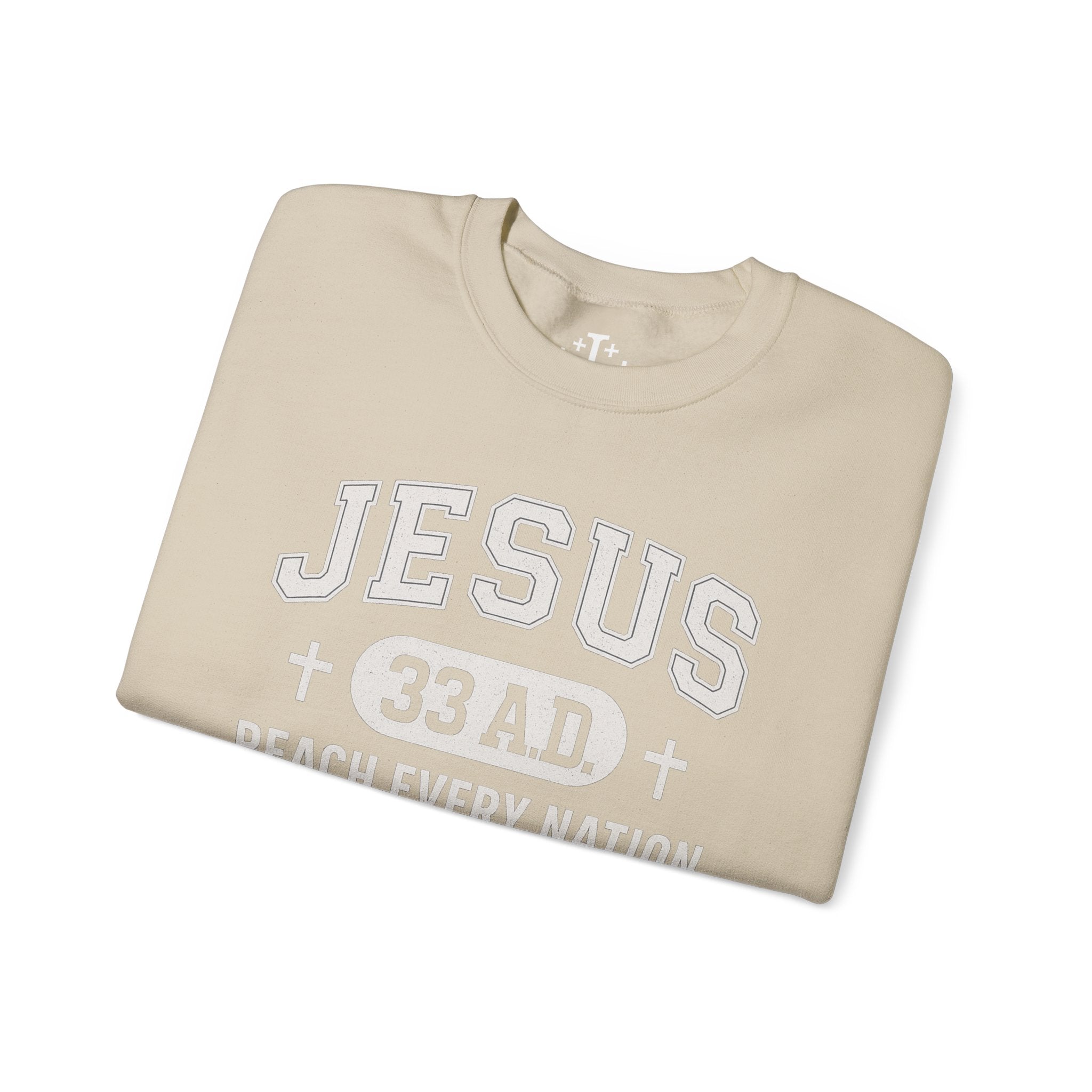 Sand Jesus 33AD Crewneck Sweatshirt folded