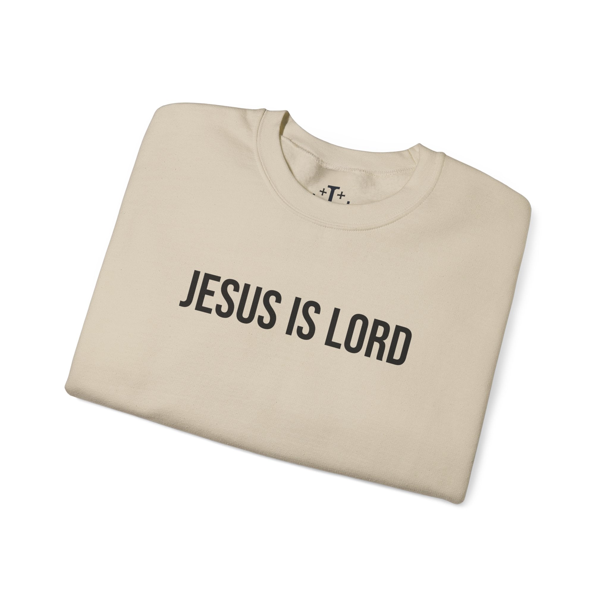 Sand Jesus is Lord Christian Crewneck Sweatshirt folded