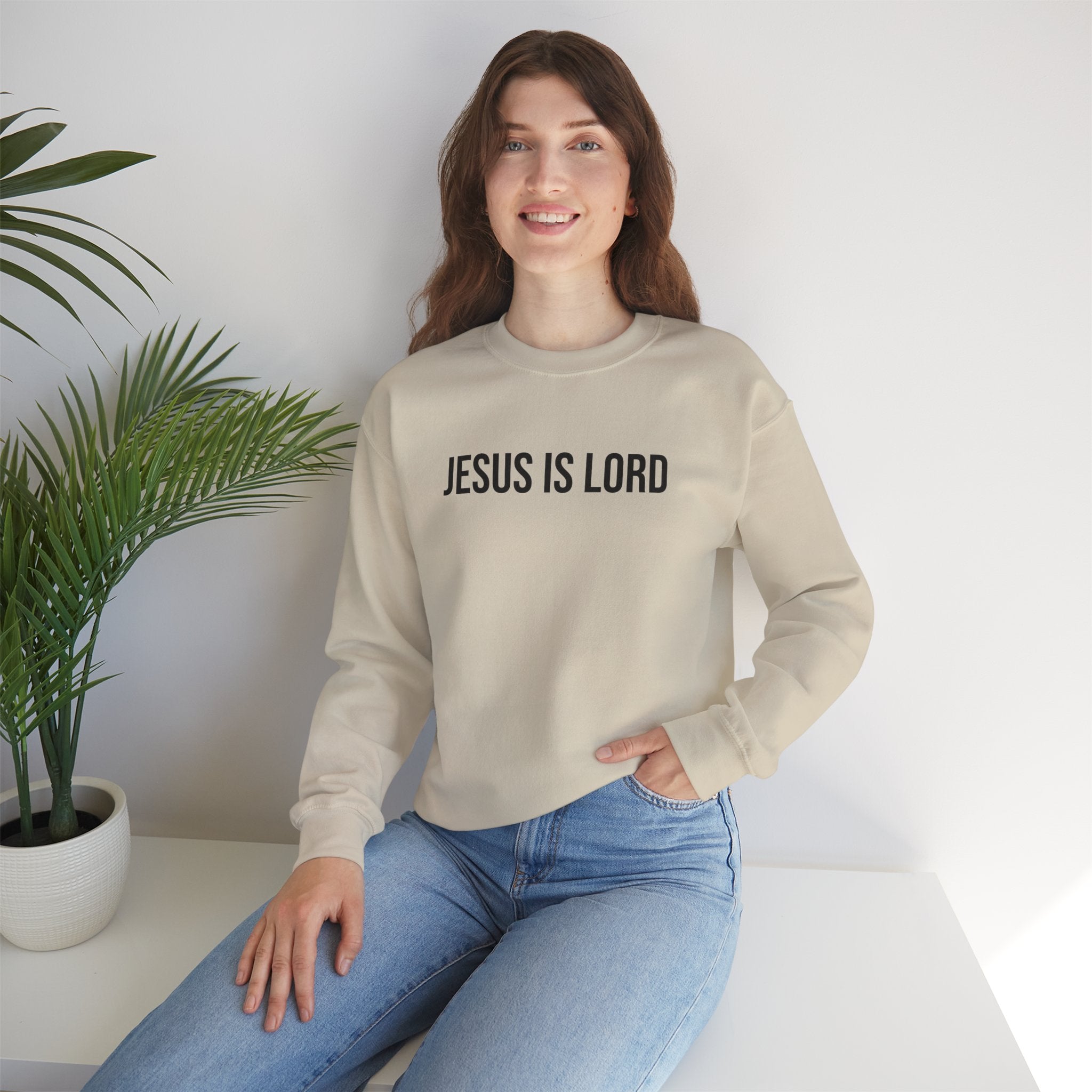 Sand Jesus is Lord Christian Crewneck Sweatshirt model 3