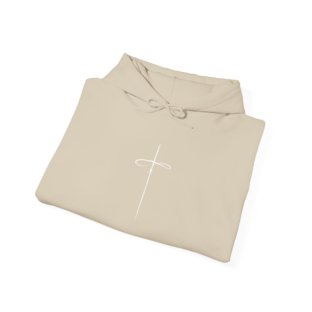 Sand Minimalist Cross Hoodie folded