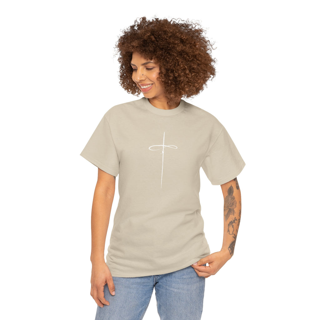 Sand Minimalistic Cross Womens Christian TShirt model