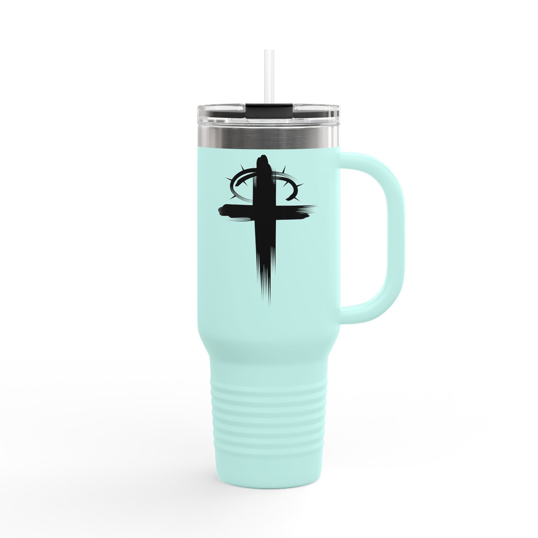 Teal Crown of Thornes Christian 40 ounce travel mug main