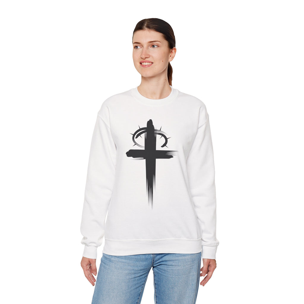 White Crown of Thornes Christ Crewneck sweatshirt model 2