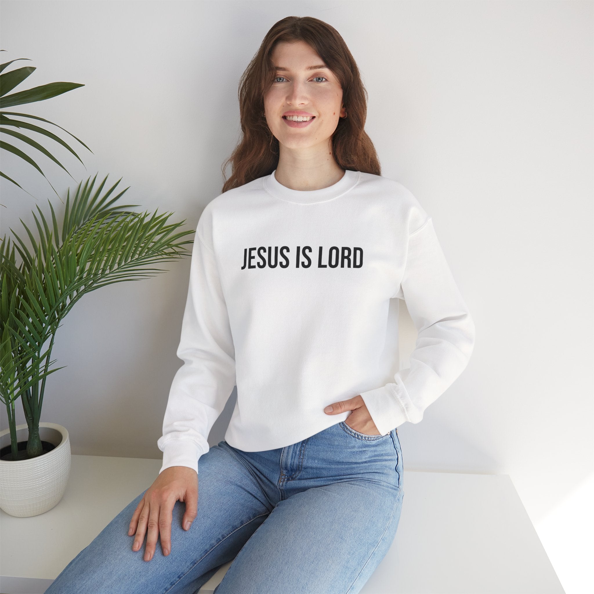 White Jesus is Lord Christian Crewneck Sweatshirt model 3