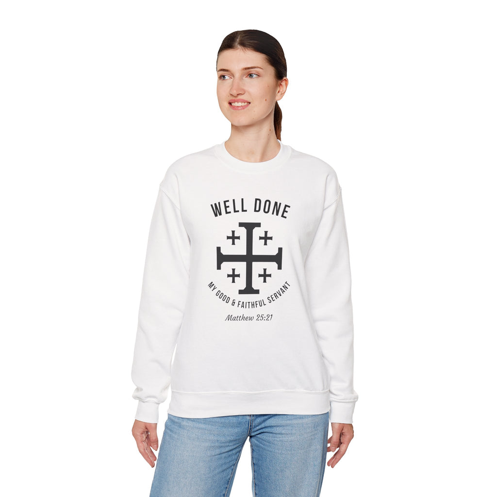White Matthew 2521 Christian Crewneck sweatshirt model 2