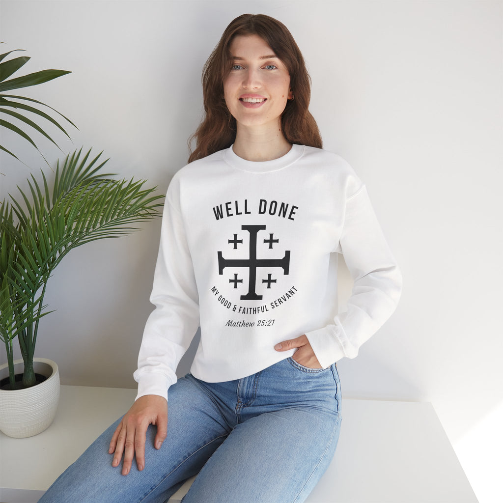White Matthew 2521 Christian Crewneck sweatshirt model 3