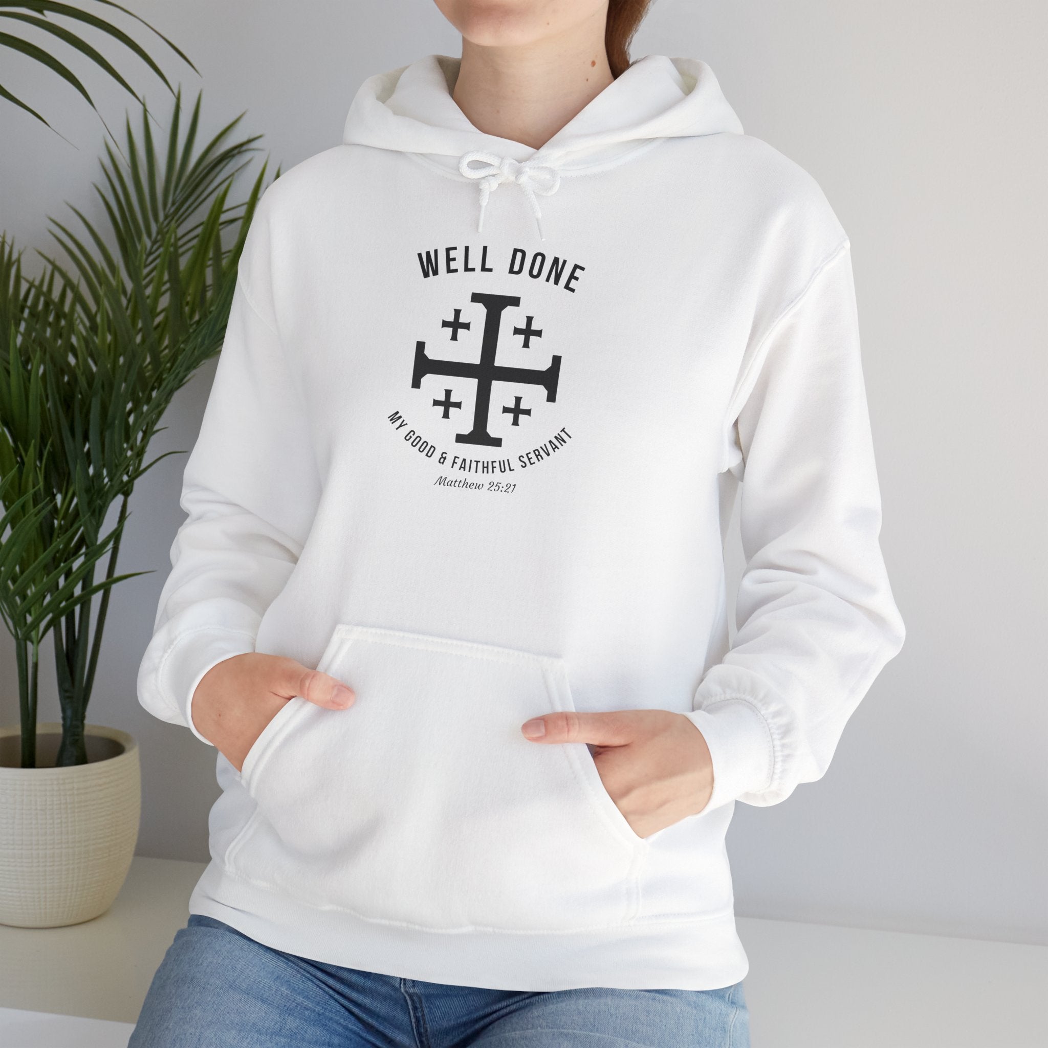 White Matthew 2521 Christian Hoodie Model 2