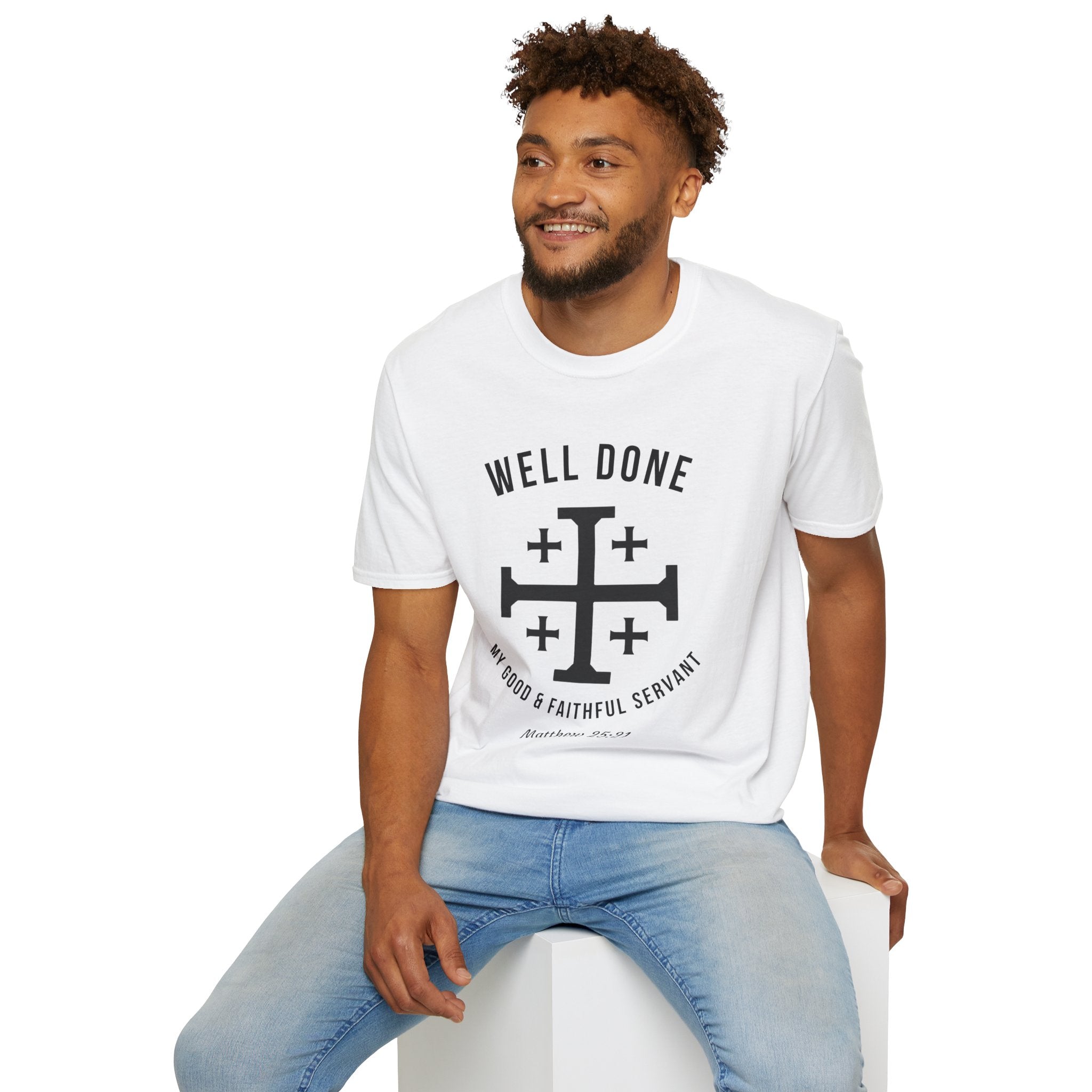 White Matthew 2521 Christian T-Shirt model 2